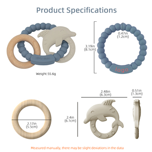 Anneau de dentition personnalisé pour animaux marins, anneau à mâcher à 360 ° perles de dentition en <span class=keywords><strong>bois</strong></span> alimentation de bébé dentition à mâcher pour bébé - Product Image 2