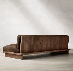 Sassanid OEM Luxury oak brule sled leather Modern American Track Arm divano fatto a mano - Product Image 4