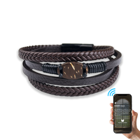 Boucle magnétique réglable en cuir de coquille de noix de coco verset biblique quotidien Bracelet NFC OEM/ODM contrôle d'accès de Communication RFID marron