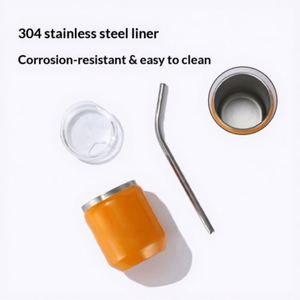 Vaso de Acero Inoxidable 304/201 de Alto Valor Cromático, Mini Vaso Grueso para Coche con Pajita, Doble Capa, 3oz, Portátil, con Ventosa, Simplicidad Moderna - Product Image 3