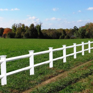 Clôture pour chevaux en <span class=keywords><strong>PVC</strong></span> <span class=keywords><strong>blanc</strong></span>, solide, flexible, en plastique vinyle, trois rails, prix abordable - Product Image 2