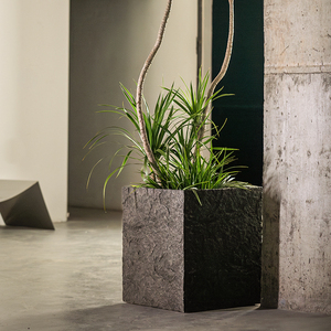 Maceta cuadrada para plantas de barro: recipiente para plantas grande, de alta gama y ligeramente lujoso con textura de piedra, maceta para decoración de plantas - Product Image 5