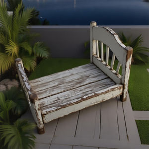 Rustiek Houten Huisdierenbed Met Latten Hoofdeinde | Multi - Finish (Distressed/Classic), Stevig Voor Kleine Huisdieren, Buitendecor - Product Image 1