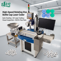 Système d'inspection visuelle et de codage laser UV à alimentation automatique intégrée BMG, machine de marquage de bouchons de bouteilles à disque rotatif