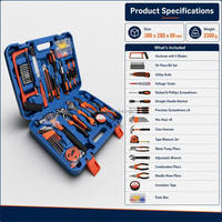 Ensemble d'outils à main professionnels, marteau, scie à métaux, pinces, tournevis à cliquet, clé hexagonale, kit d'outils de réparation à domicile personnalisé OEM ODM