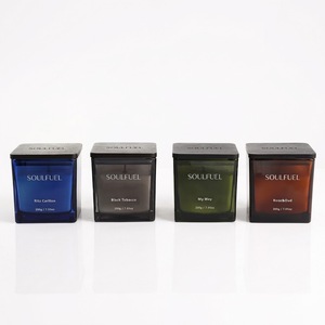 10 oz <strong>Square</strong> <strong>Candle</strong> Jars with Bamboo Lids Thickened High Transparency Glass, <strong>Candle</strong> Making Containers for Private Label - Product Image 1