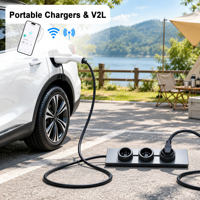Chargeur EV portable 3,5 kW 16A EVSE pour voiture électrique, déchargeur V2L Type 2 Type 1 GBT, application Tuya, OEM ODM, vente en gros, prise personnalisée