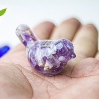 Mini Figurine d'oiseau en cristal de quartz naturel de 30mm Statue d'animal mignon en résine pour la maison, le bureau et l'ornement de décoration Feng Shui