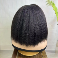 Perruques de cheveux humains brésiliens perruque de bandeau droite crépue vente en gros vendeurs de cheveux humains vierges perruque de cheveux naturels bruts