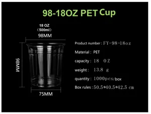 Smoothie monouso in plastica Premium da portare via tazza di plastica per bere freddo per animali domestici 12oz 16oz 32oz personalizzata