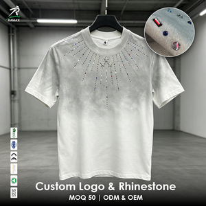 Camiseta Blanca de Manga Corta para Hombre RAMAX con Diseño de Estrella con Pedrería, Cuello Redondo, Corte Regular Informal, 100% Algodón Jersey - Product Image 1