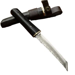 Cuchillo Táctico Kiku-Black de Acero Damasco de Alta Calidad con Funda de Madera Personalizable OEM para Uso en Combate al Aire Libre y Bricolaje - Product Image 1