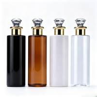Botellas de Plástico PET Vacías de 50 ml y 100 ml, Transparentes, Negras, Ámbar, Blancas, para Champú, Loción, Crema, Limpiador Facial, Tónico, con Tapa de Diamante