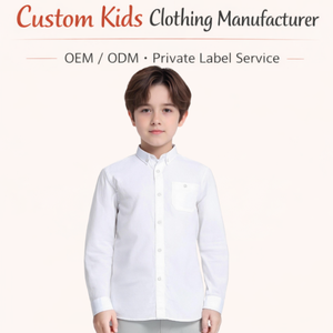 Vêtements pour enfants OEM Marque privée Uniforme scolaire Formelle Chemise à manches longues à boutons pour garçons avec poche poitrine blanche - Product Image 1