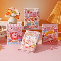 Étudiant rose Kawaii dessin animé livre enfants couverture rigide en cuir PU Journal aimant mignon cahier pour filles emballage personnalisé ZHE
