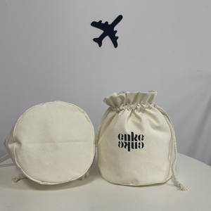 Bolsa de Regalo de Lona de Algodón con Cordón, Base Redonda y Doble Cordón, con Logotipo Personalizado - Product Image 4