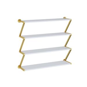 Panier de rangement en métal doré à 2 étages, Simple, à la mode, pour magasin de vêtements, étagère en bois, pour chaussures - Product Image 4