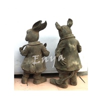 Statuette de pierre lapin Rat, ornement de jardin, en métal rustique, décoration de pelouse, statue d'animaux, Sculpture