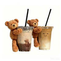 Décoration de tasse en peluche douce en forme d'ours avec fixation Velcro, accessoire pour vaisselle