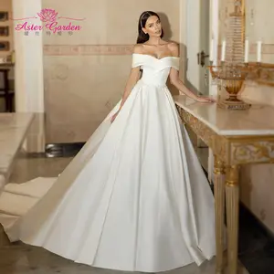 Aster garden a-line abito da sposa 2021 elegante pieghe in raso Sweetheart perline telai abiti da sposa Vintage Vestido De Novia