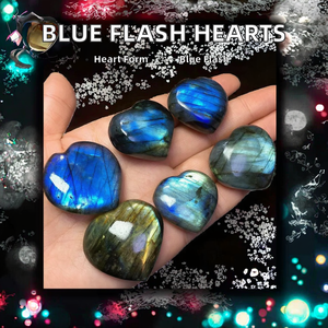หินรูปหัวใจลาบราดอไรต์ประกายแสงสีฟ้าสำหรับคริสตัลฮวงจุ้ยและตกแต่ง - Product Image 3