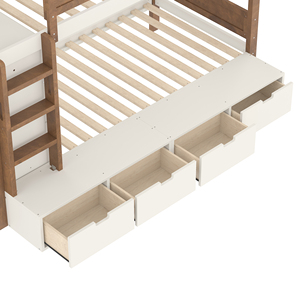 Lit superposé moderne en bois, gain de place, avec tiroir de rangement, armoire et échelle, pour chambre à coucher et chambre d'enfant, uniquement aux États-Unis - Product Image 4