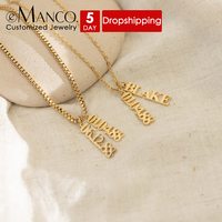 Collier EManco avec chaîne en boîte, pendentif personnalisé vertical avec nom et date, cadeau pour anniversaire, fête, accessoire de bijouterie
