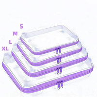 4 pochettes transparentes à fermeture éclair, sacs de rangement en plastique transparent pour cosmétiques de voyage, articles de toilette, rangement de jouets