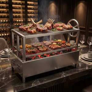 Parrilla de Barbacoa Comercial Manual de Acero Inoxidable de Doble Capa con Altura Ajustable para <span class=keywords><strong>Restaurante</strong></span> - Product Image 4