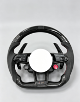 Volant sport personnalisé RS en fibre de carbone de luxe, cuir véritable, LED, démarrage à un bouton, pour mise à niveau Audi