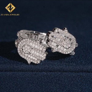 <b>Iced</b> Out Hamsa Hand <b>Ring</b> Lab Grown Diamond Baguette Round Cut S925 Hip Hop Jewelry Men - Product Image 1