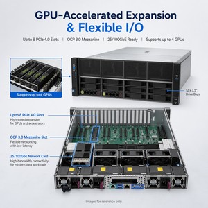 เซิร์ฟเวอร์ H3C R5300 รุ่นดั้งเดิม 8 การ์ด GPU สำหรับการเรียนรู้เชิงลึก ปัญญาประดิษฐ์ AI คอมพิวติ้งบนคลาวด์ ขนาด 4U แบบแร็ค รองรับ AI - Product Image 4