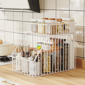 Spice Rack Tiered <b>Storage</b> Basket L Size Stackable <b>Kitchen</b> Cabinet Organizer For Spices And Condiments - Product Image 4