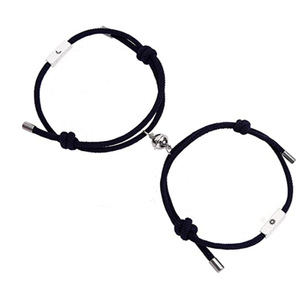 Unisex Bracelet Sun And Moon Design <b>Black</b> Cord With Silver Charm Gift For Summer Fashion <b>String</b> Bracelets - Product Image 1