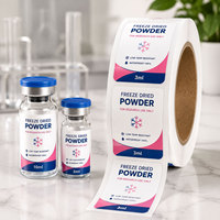 Étiquettes autocollantes en rouleau pour sérum en poudre lyophilisée, logo personnalisé imprimé, vinyle imperméable résistant aux basses températures, pour flacons en verre de 3 ml et 10 ml