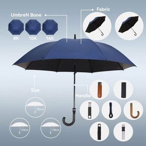 Parapluie droit semi-automatique avec impression de logo personnalisé, en tissu pongé, style professionnel pour les affaires - Product Image 5
