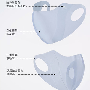 Masque facial en soie glacée, acide hyaluronique, respirant 3D sans couture, protection solaire unisexe, été 2024 - Product Image 4