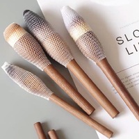 Set de Brochas de Maquillaje de Fibra con Mango de Madera - Serie Nogal para Polvo Suelto/Honey Powder, Brochas para Base, Colorete y Contorno sin Costuras