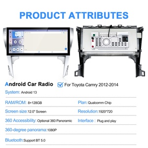 วิทยุติดรถยนต์ Navihua รุ่นใหม่ ขนาด 12.3 นิ้ว ระบบ Android พร้อมระบบนำทาง GPS มัลติมีเดีย Carplay สเตอริโอในรถยนต์ หน้าจอสัมผัส สำหรับรถยนต์ Toyota Camry ปี 2012-2014 - Product Image 5