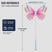 Baguette Magique Papillon Lumineuse à LED, Jouet DIY Portable avec 3 Piles, Baguette Féerique Colorée et Lumineuse, Cadeau de Fête pour Enfants