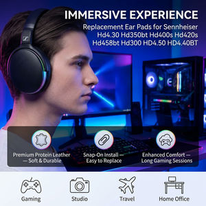 Coussinets de remplacement en cuir protéiné pour casque Sennheiser hd4.30 hd350bt <span class=keywords><strong>hd400s</strong></span> hd420s hd458bt hd300 HD4.50 HD4.40BT - Product Image 5