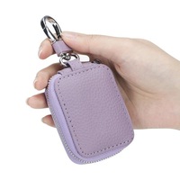 Étui pour Airpods en cuir véritable grainé lychee, mini, portable, anti-perte, avec fermeture éclair pour Airpods