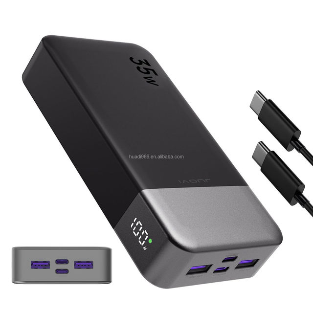 JUOVI Black Color Top Qualtity High Capacity 35W 20000mAh Power Bank With LCD Display for Tablets and IPhone 16 15 14 Series