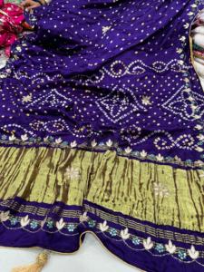 ผ้าไหม gaji manipuri ผ้าบันดานิอุของแท้พร้อมงานด้วยมือของ Gota Pati สวมใส่สบายๆ Saree ทุกฤดูกาล - Product Image 2