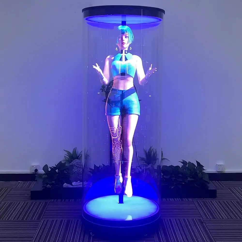Melangkah menuju masa depan dengan kipas Hologram 3D penyambungan kabinet silinder peralatan solusi inovatif manusia