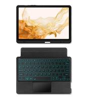 Casing penutup Tablet Samsung, casing Keyboard lampu latar, magnetik kulit PU cerdas, casing penutup Tablet 12.4 inci, casing untuk Samsung Tab S8 +/Plus/S7 FE