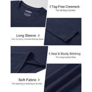Cotrasen T-shirts basiques à manches longues pour hommes 100% coton biologique col rond doux décontracté 220 grammes de poids - Product Image 4