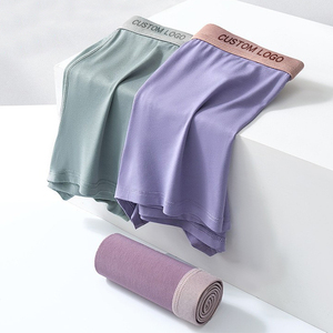 Vente en gros logo personnalisé boxer uni respirant en nylon et élasthanne pour hommes grands slips de style classique sous-vêtements sexy dans des sacs - Product Image 1