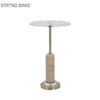 Table d'appoint italienne moderne en acrylique Table de service de meubles de salon de luxe Table basse ronde en travertin
