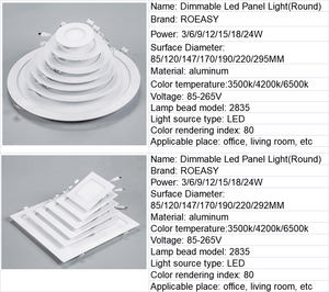 Led ánh sáng bảng điều khiển trung quốc sản xuất 3W 4W 6W <span class=keywords><strong>9W</strong></span> 12W 15W 18W 24W LED bảng điều chỉnh đèn multivoltage lampara Bảng điều chỉnh LED Đèn Trần - Product Image 5